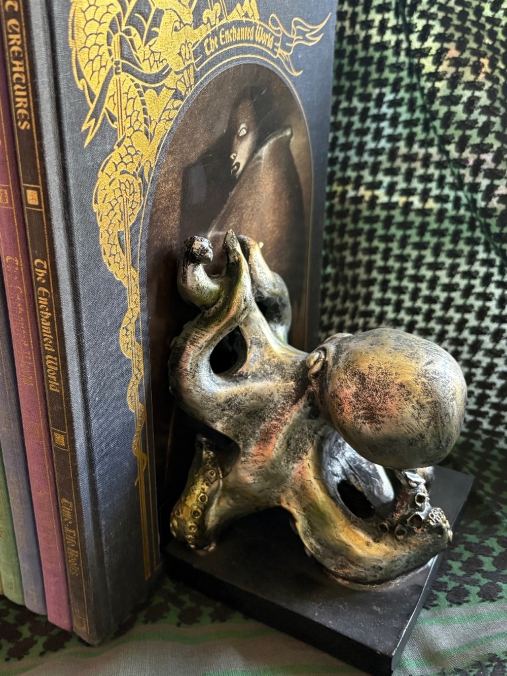 Dark Academia: Metallic Silver Octopus Bookends
